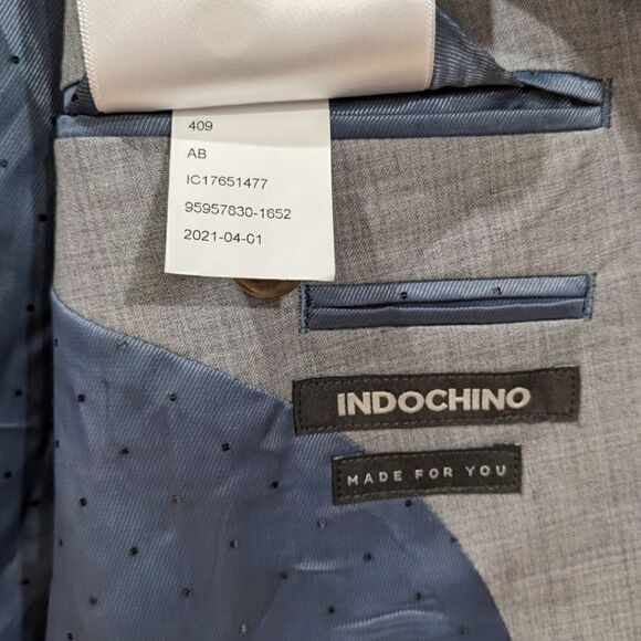 NEW INDOCHINO Made For You Men's Light Grey Two Button Wool Blazer XL - Picture 6 of 7